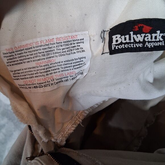 Bulwark Flame Resistant Pants Mens 38 Inseam 32 Beige Cream - Picture 6 of 8